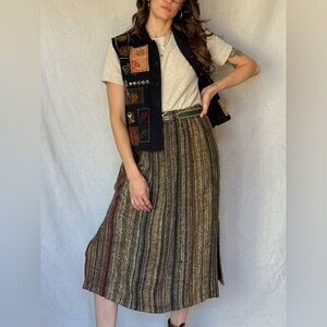 Vintage Dark Tweed Midi Skirt